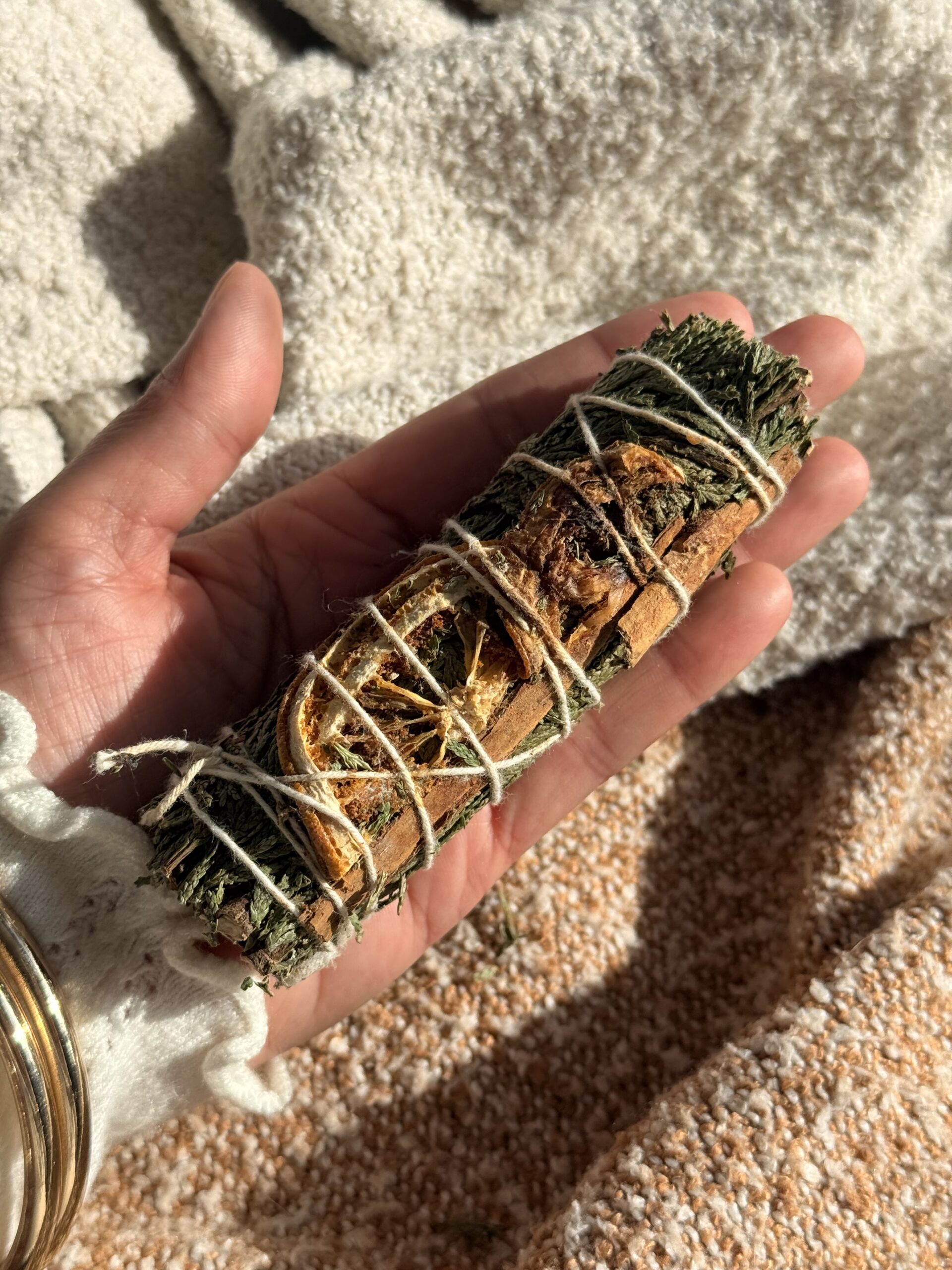 Cedar, Orange & Cinnamon Smudge Stick Bundle 4" - Image 2