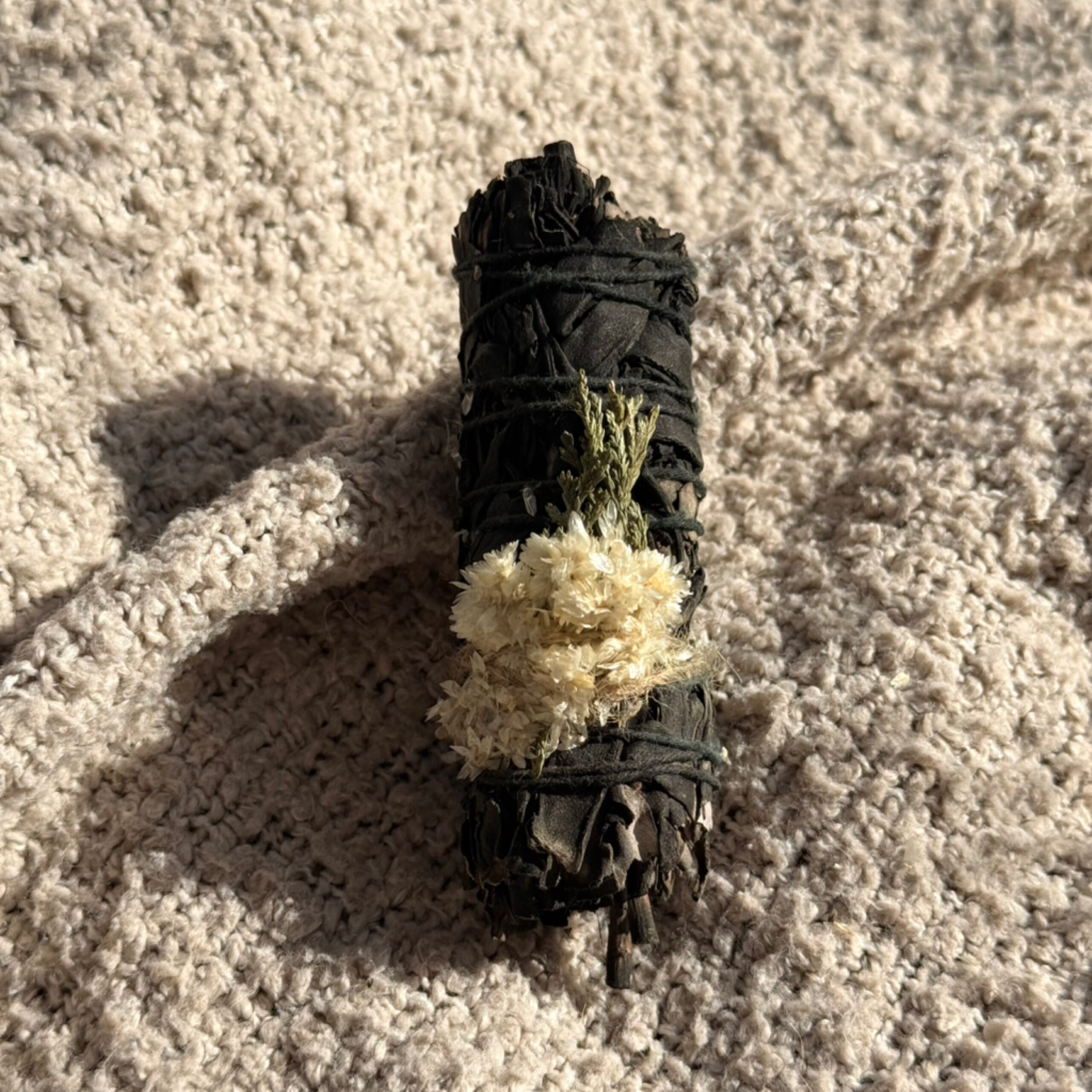 Midnight Bloom Floral White Sage Smudge Stick 4"
