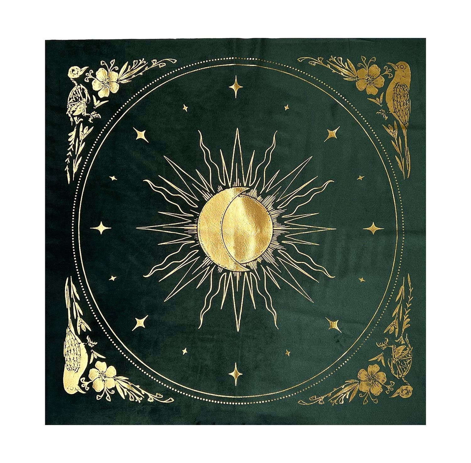 Velvet Altar Cloth - "Celestial": Emerald Velvet + Gold Foil