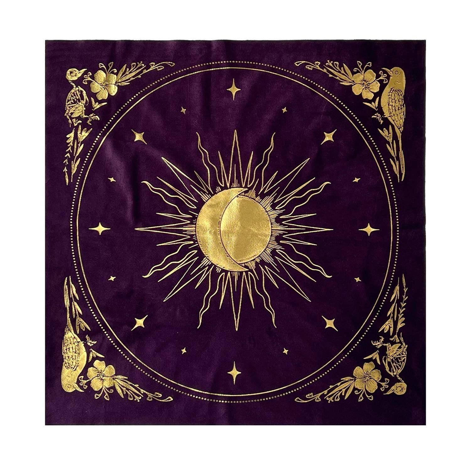 Velvet Altar Cloth - "Celestial": Dark Purple Velvet + Gold Foil