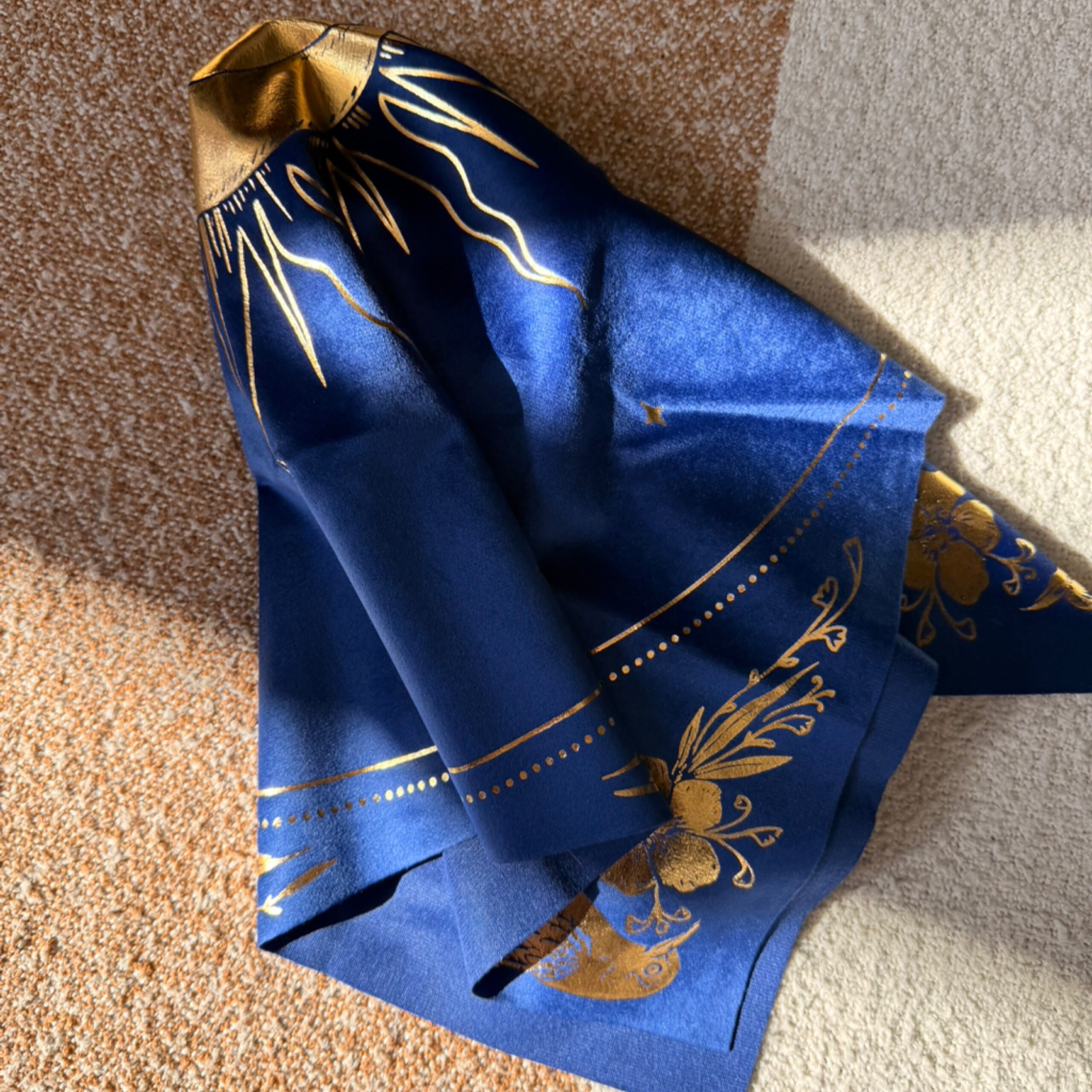 Velvet Altar Cloth - "Celestial": Navy Velvet + Gold Foil